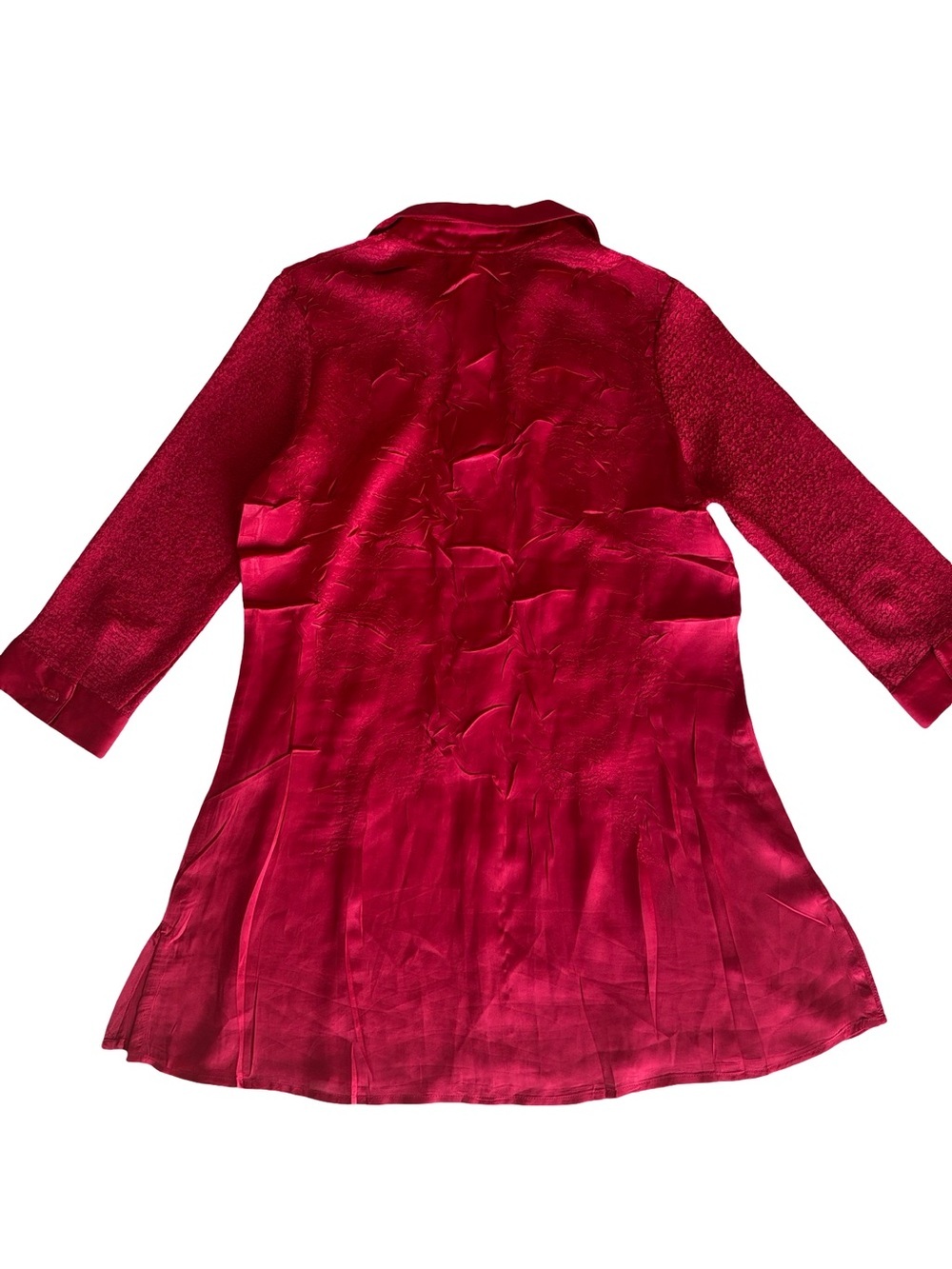 Chico’s Red Polyester Silky Satin 3/4 Sleeve Tunic Blouse Size 0 Size 4 Small - Picture 9 of 12